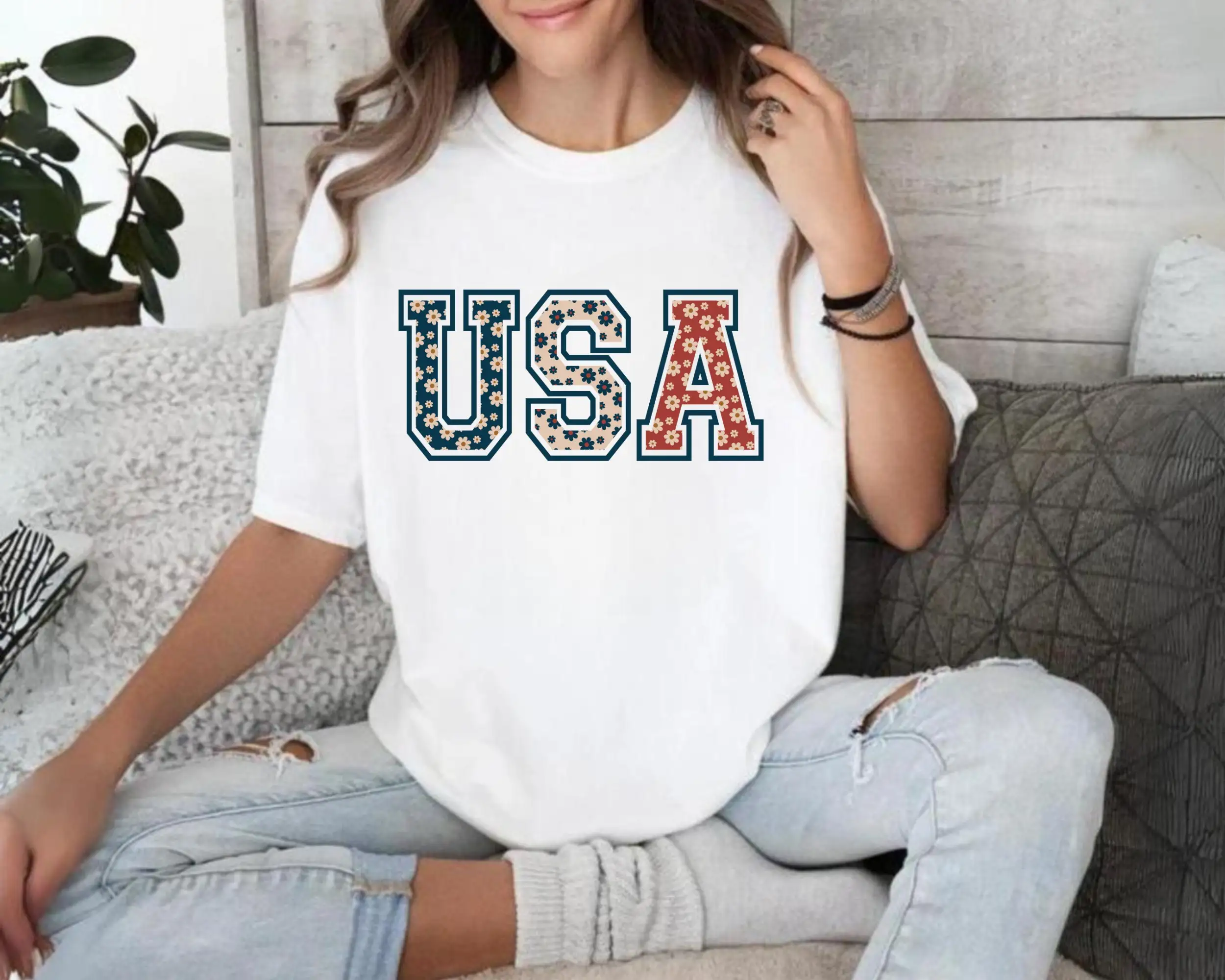 Футболка из США американская четвертая одежда на 4 июля семейная