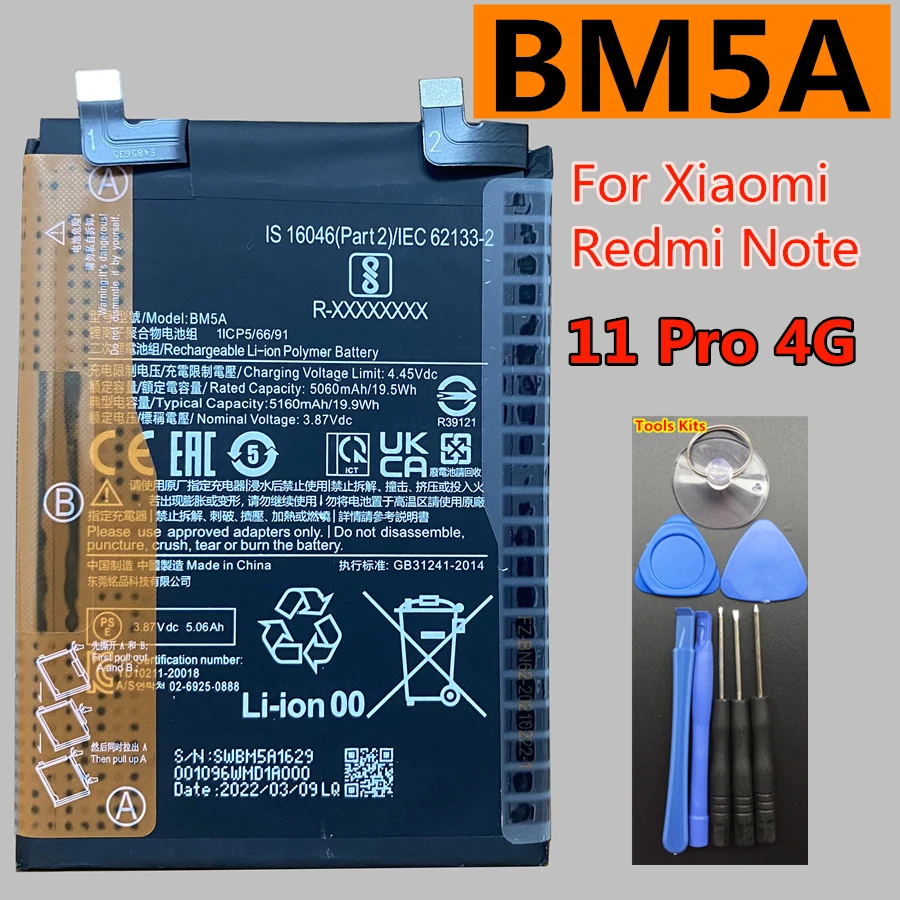 

New Original BM5A BN5E Battery for Xiaomi Redmi Note 11 Pro 4G 11E Pro , Poco X4 Pro 5G Replacement Phone Batteries