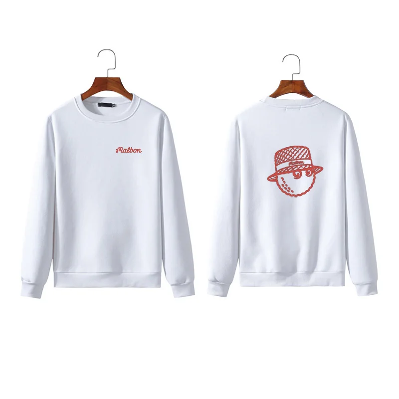 Golf Top Men's Autumn Winter Golf Clothing Essential Script Large Bucket Hat Malbon Loose Street Velvet Long Sleeve T-Shirt