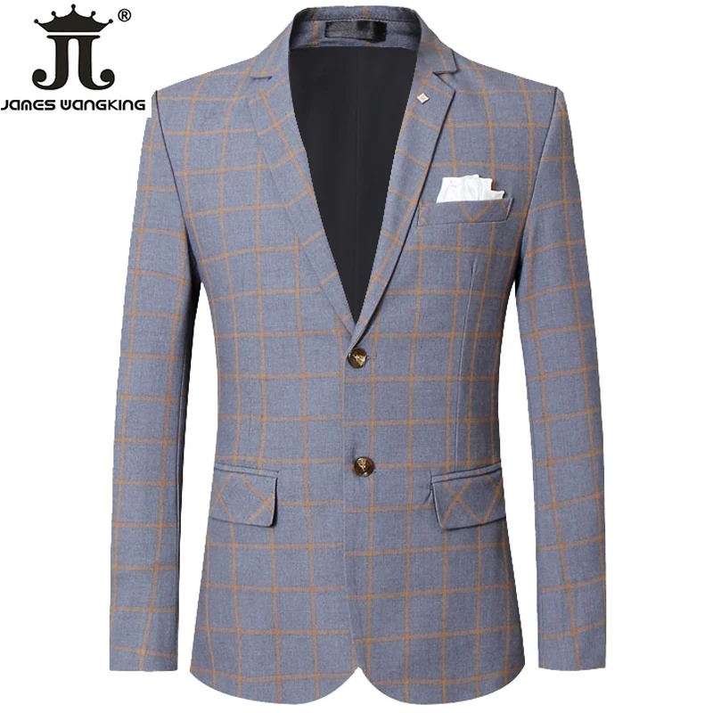 2023 Fashion Brand Classic Vintage Suit Jacket Men Smart Casual Suit Lattice Pattern Korean Version Plaid Male Slim Fit Blazers