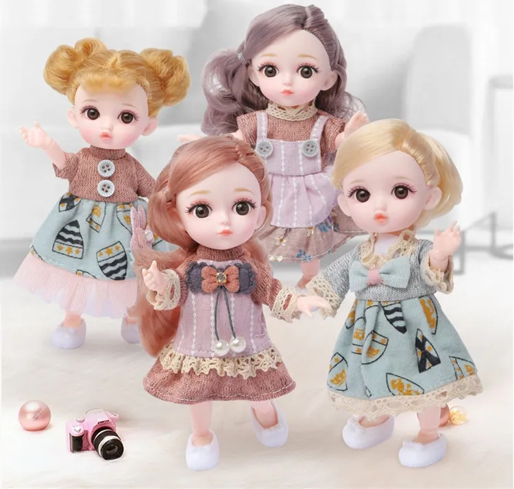 

16cm High Quality cute dolls Fashion Dress Make Up Doll joint movable Fullset Little Girl Play House toys for girl birthday gift