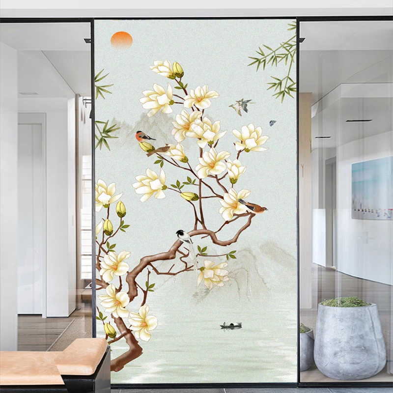 

Window Film Privacy Frosted Glass Sticker Heat Insulation and Sunscreen Flower Decoration Adhesive sticker for Home