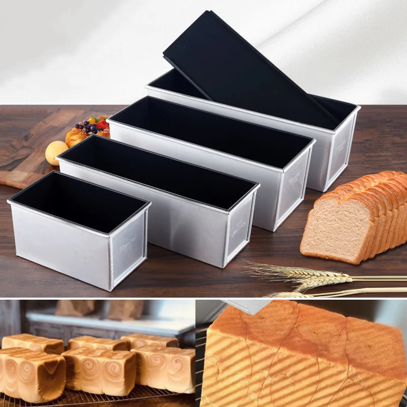 

450g/750g/1000g/1200g Baking Pans Aluminum Alloy Non-stick Coating Toast Boxes Bread Loaf Pan Cake Mold Baking Tool With Lid