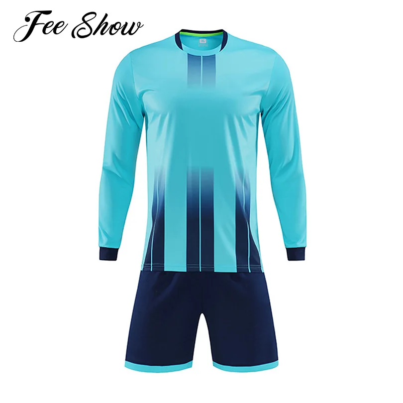 

Toddler Kids Boys Color Block Running Sets Sports Tracksuits Long Sleeve T-shirt+Shorts Football Training Outfit Soccer Uniforms