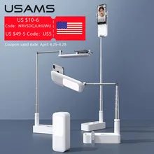 USAMS Portable Phone Holder Selfie Ring Light Mini Desk LED Fill Lights 3200-5500K With 1000mAh Battery For Video YouTube TikTok
