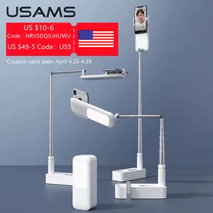 usams portable phone holder selfie ring light mini desk led fill lights 3200 5500k with 1000mah battery for video youtube tiktok free global shipping