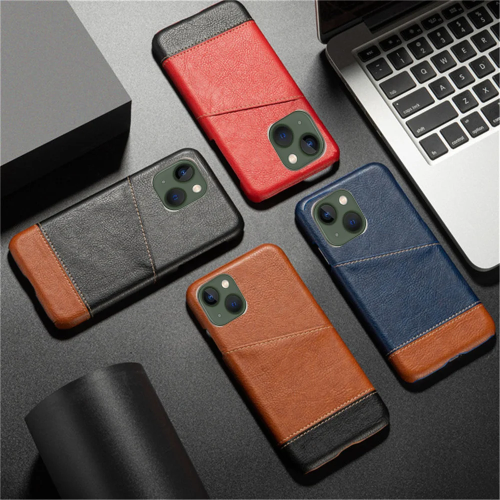 

Slim Case For iPhone 14 Max Case For iPhone 14 Pro 13 Mini 12 11 XS XR X SE Mixed Splice PU Leather Card Cover For iPhone 14 Max