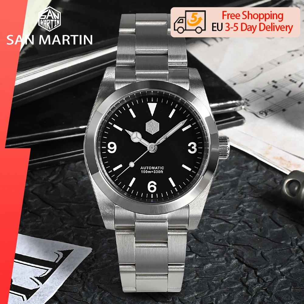 Мужские Винтажные спортивные часы San Martin 36 мм для альпинизма Роскошные