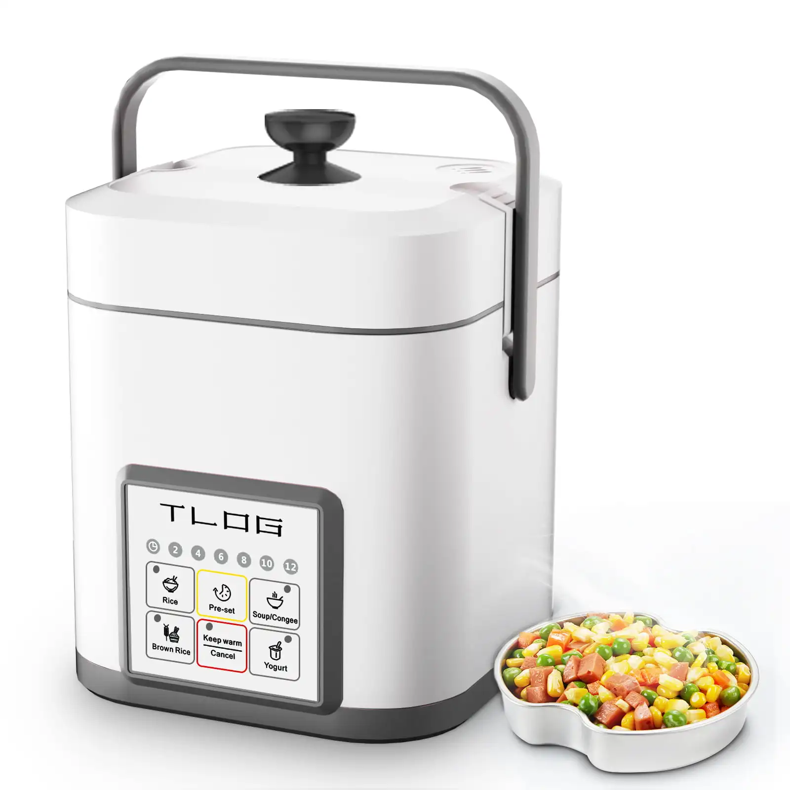 

Digital Mini Rice Cooker 5 Cups Cooked 1.2L with Steam Tray Grey (New Version)