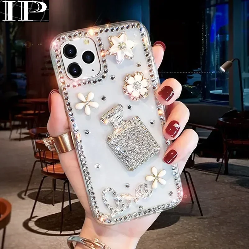 Модный чехол для телефона Capa iphone 15Pro 14Plus 13 Pro 12 Mini 11promax XSMAX XR 7 8PLUS Perfumn Rhinestone Phone Funda
