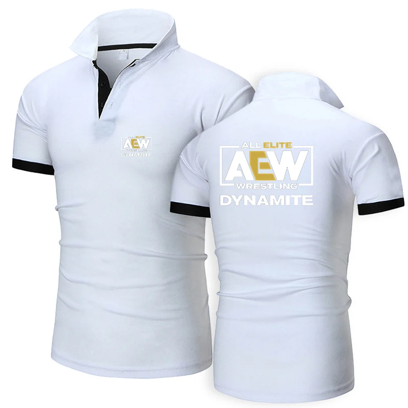 Фото 2024 Summer Men's All Elite AEW Wrestling AEW Logo Print High-Quality Cotton Lapel Collar Design Popular Solid Color Polo Shirts №3