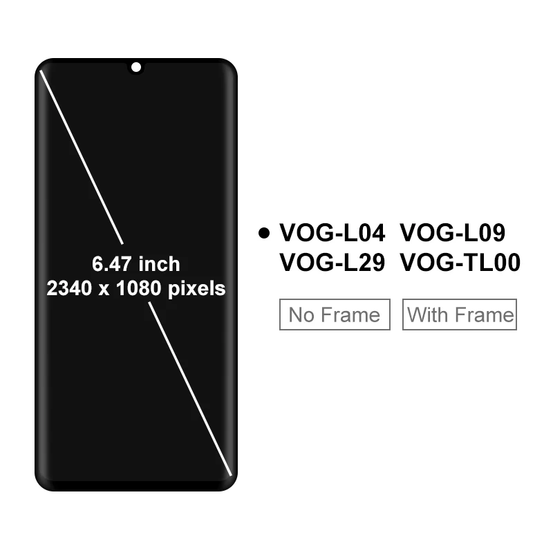 

Original 6.47" For Huawei P30 Pro LCD VOG-L04 VOG-L09 VOG-L29 VOG-TL00 LCD Touch Screen Digitizer Replace P30 Pro Display