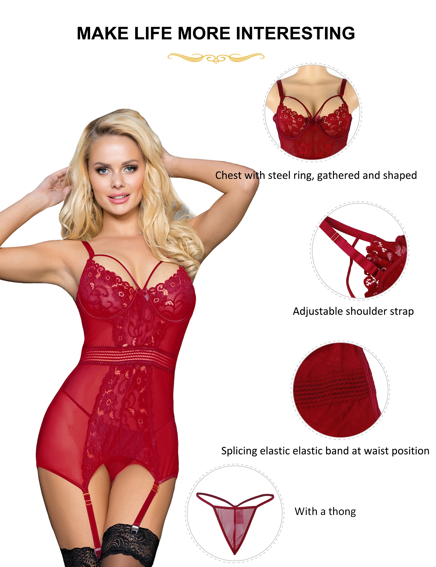 Ohyeahlady кружевное женское сексуальное нижнее белье с подвязками в стиле бебидолл