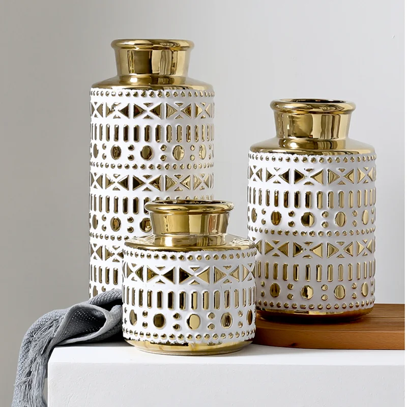 

Ceramic Vase Decoration Flower Arrangement Light Luxury Ceramic Dining Cabinet Porch Home Decoration Simple Flower Arrangement