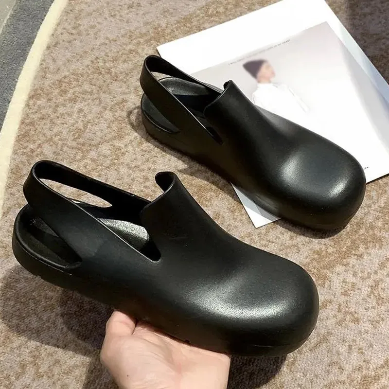 Women Summer Sansdals Ladies No Slip Thick Bottom Concise Breathable Footwear Female PVC Round Toe Rain Shoes