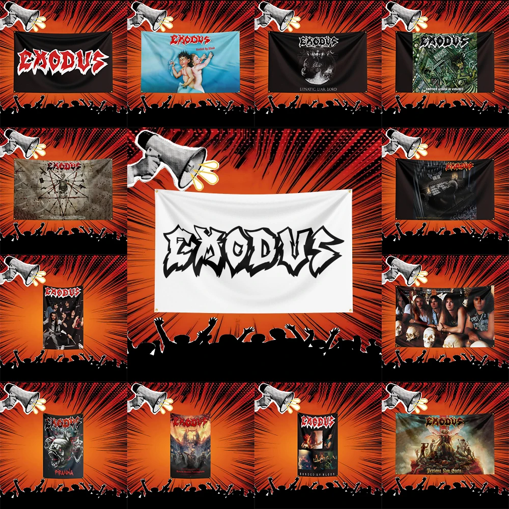 Фото Флаг в стиле рок-музыки, вдохновленный группой Exodus, 3x5 футов, полиэстеровый баннер для декора стен спальни, подарок для любителей музыки №1