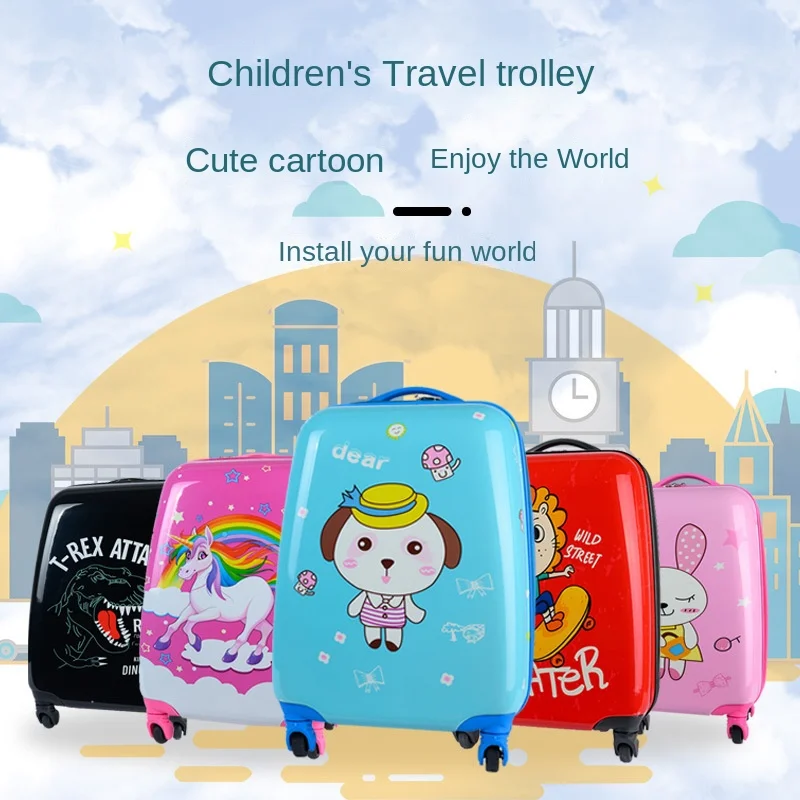 Children's Trolley Case 18-Inch Cute Cartoon Extra Thick Luggage Universal Wheel Children's Suitcase