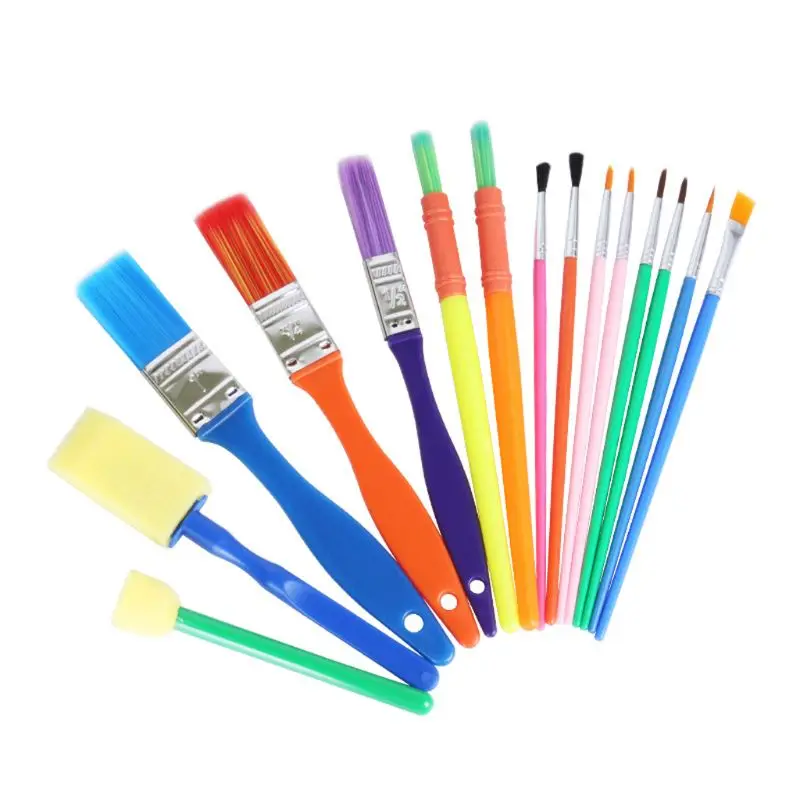 

15Pcs/Set Kids Painting Brush Sponge Kit All Purpose Kids' Paint Brush Set Drop Shipping