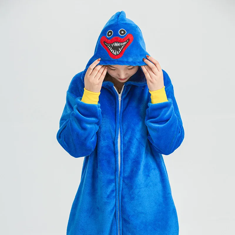 Winter Adults Women Blue Monster Animal Pajamas Length To The Ankle Polyester Comfortable Slim Fit Warm Available For Christmas