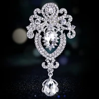womens luxury rhinestone alloy brooch pin large waterdrop pendent boquet party diyjewelry accessories
