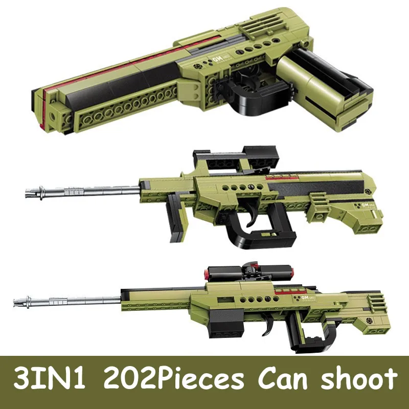 Assault Rifle Building Blocks Assembly Soldier Weapon Shooting Game Bricks Desert Eagle pistol City Gun Toys For Children 202Pcs - купить по
