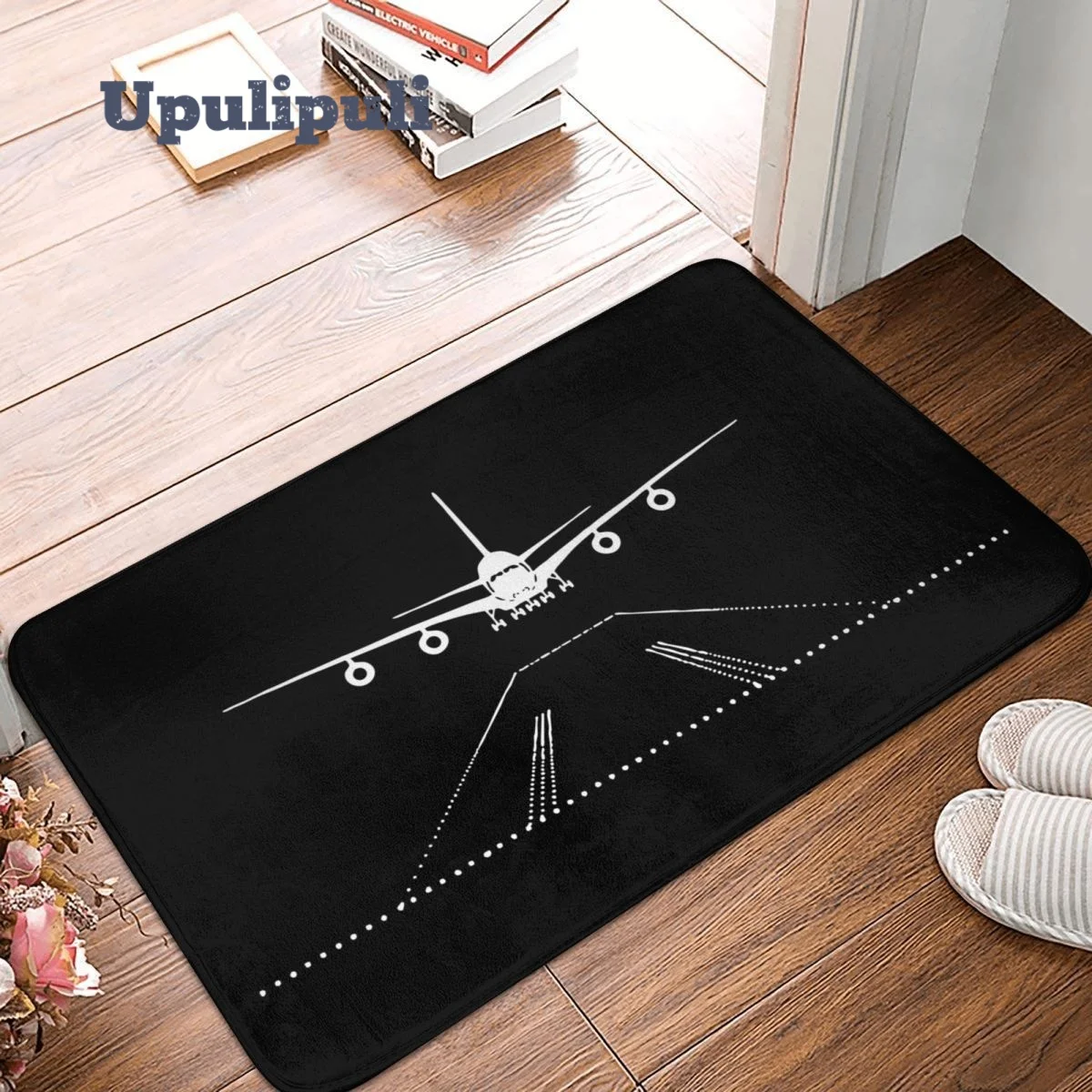

Aviation Alphabet Airplane Landing Carpet Flannel Rug Anti-Slip Pilot Absorbent Mat for Entrance Door Kitchen Bathtub Shower Mat