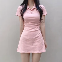 pink blue short sleeved mini sweet summer style dress fashion blouses 2022 cheap vintage clothes for women female clothing