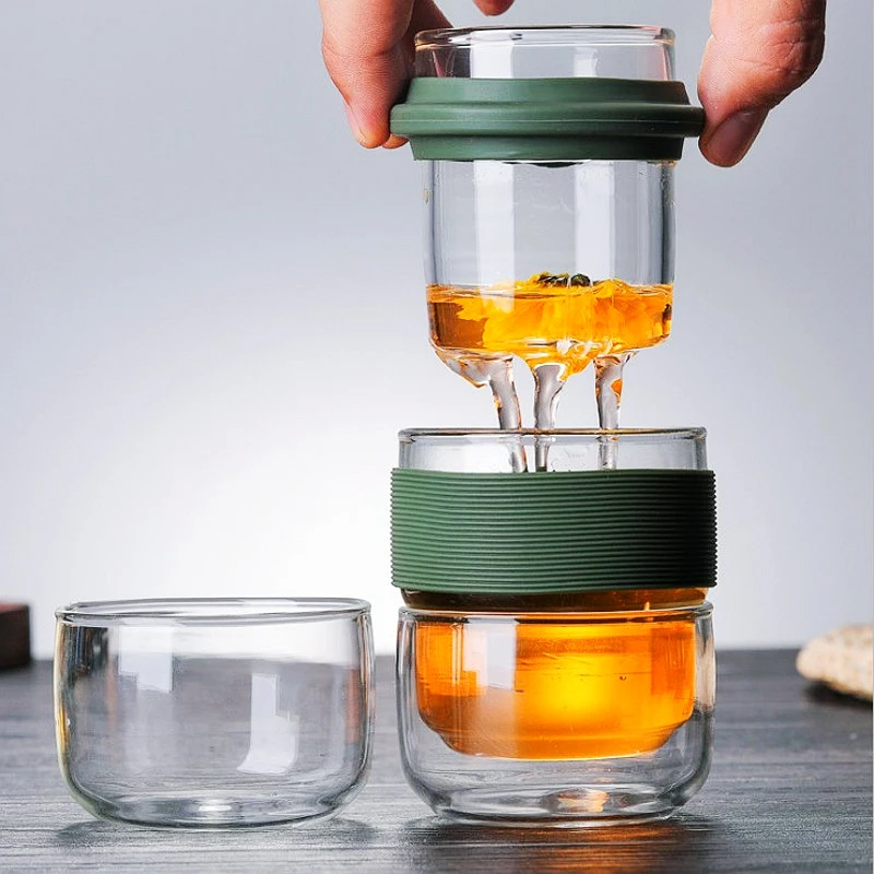 

High Quality Portable 420 ml Teapot with Small Glass Filter Heat-resistant Glass Mug Cup Outdoor Sports Camping Fishing Tools