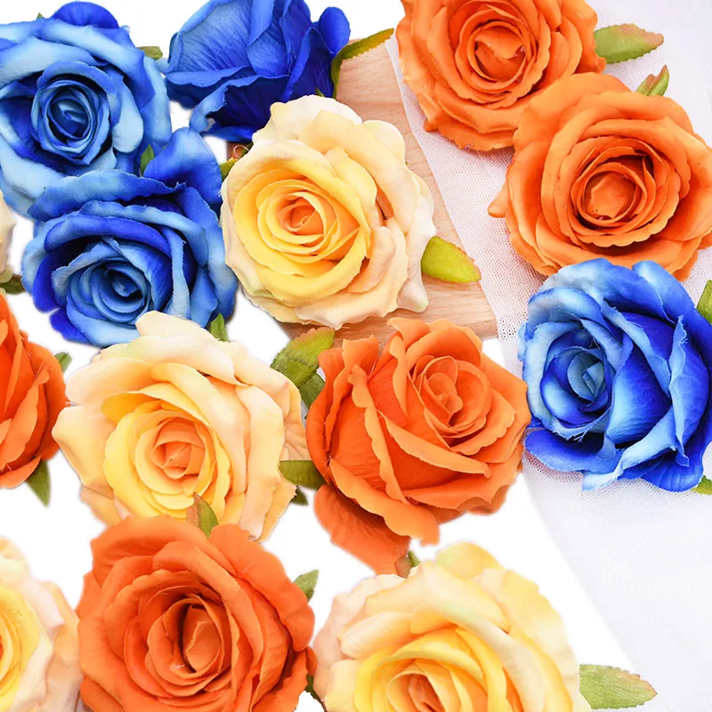 

10pcs 10cm Silk Rose Flower Head Artificial Flowers White Beige Red Roses for Home Decor Wedding Party Decoration DIY Crafts