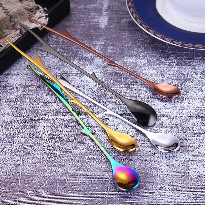 

Creative Branch Spoon Long Handle Coffee Stirring Spoon Bar Ice Spoon Honey Tea Spoons 304 Stainless Steel