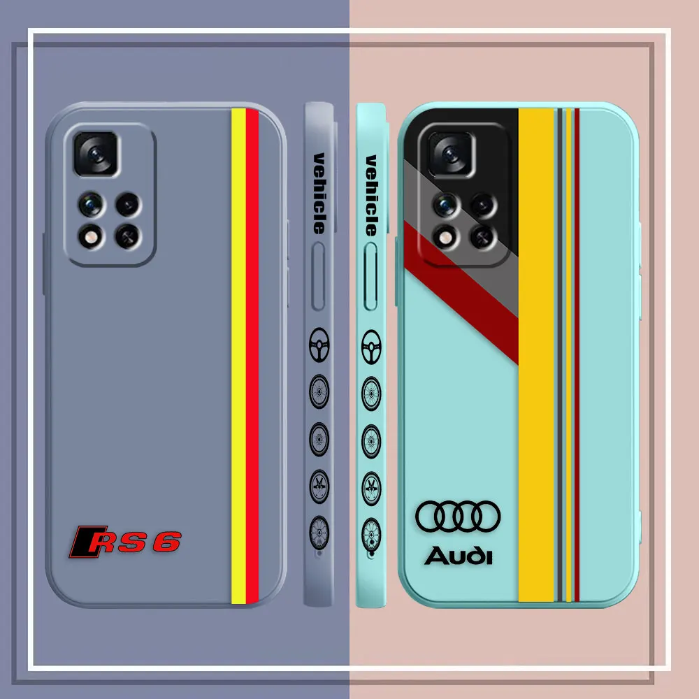 Phone Case For Redmi Note 12 11 11T 11R 11S 10 9T 8 7S PRO PLUS 4G 5G Case Cover Fundas Cqoues Shell Capa Luxury Car A-Audi LOGO