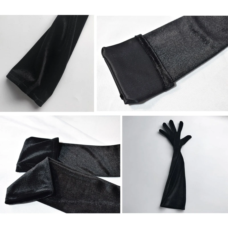 

Long Sleeves Show Gloves for Women Velvet Gloves 1920s Flapper Stretchy Elbow Length Halloween Costume Gloves