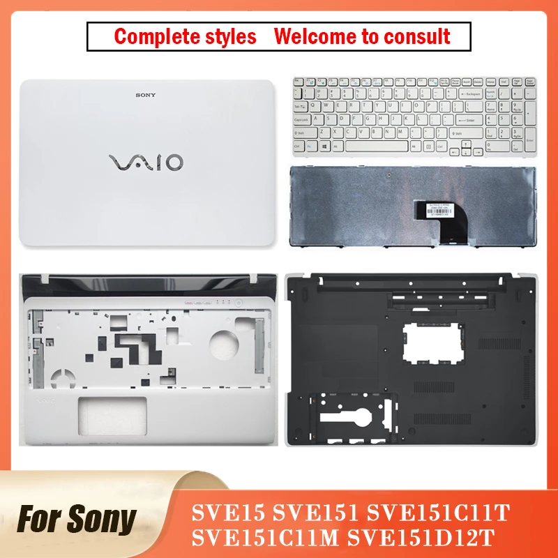 

Новинка, чехол для ноутбука Sony SVE15, SVE151, SVE151C11T, SVE151C11M, SVE151D12T, задняя крышка ЖК-дисплея, клавиатура, упор, нижняя крышка, белый, 15 дюймов