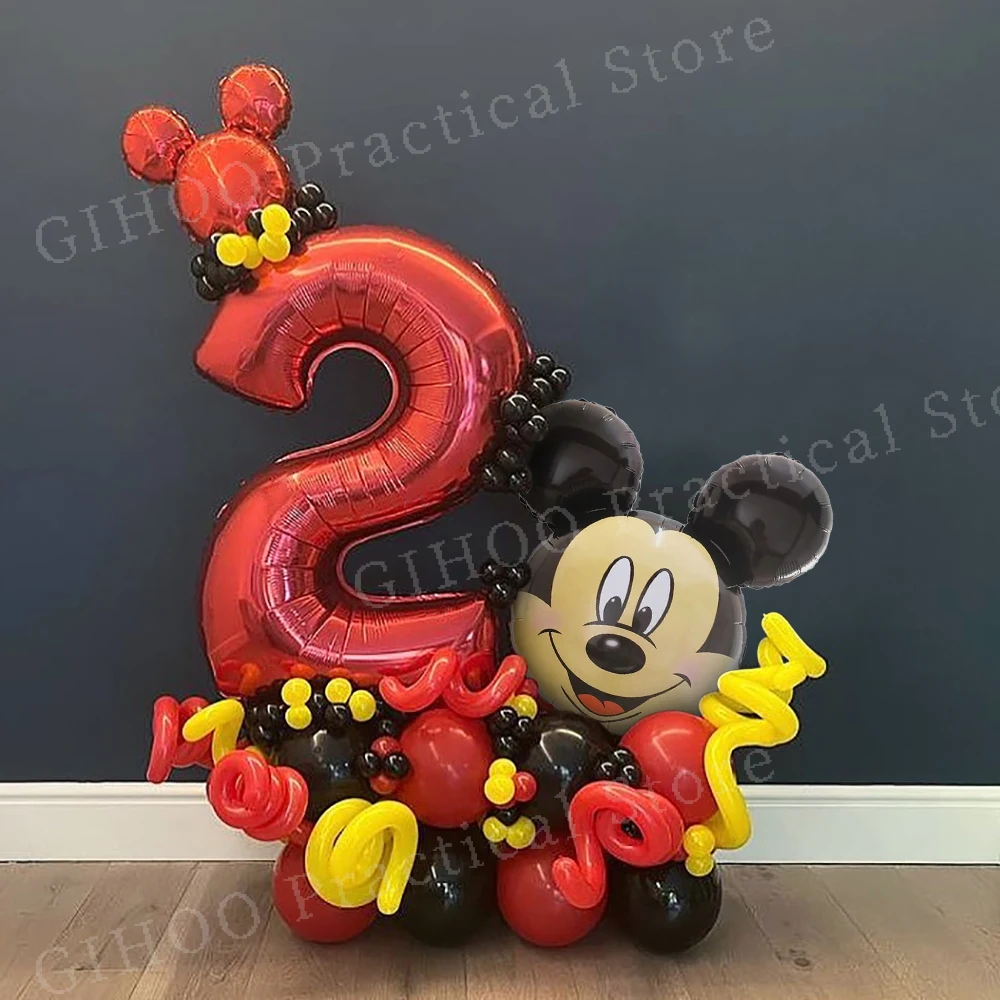 

47pcs/Set Disney Mickey Mouse Head Foil Balloons 32inch Red Number Helium Globos Kids Birthday Party Decor Baby Shower Air Balls