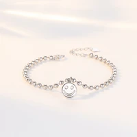 network selling s925 sterling silver smiley face beads bracelet ins original trend female minority design advanced sense jewelry