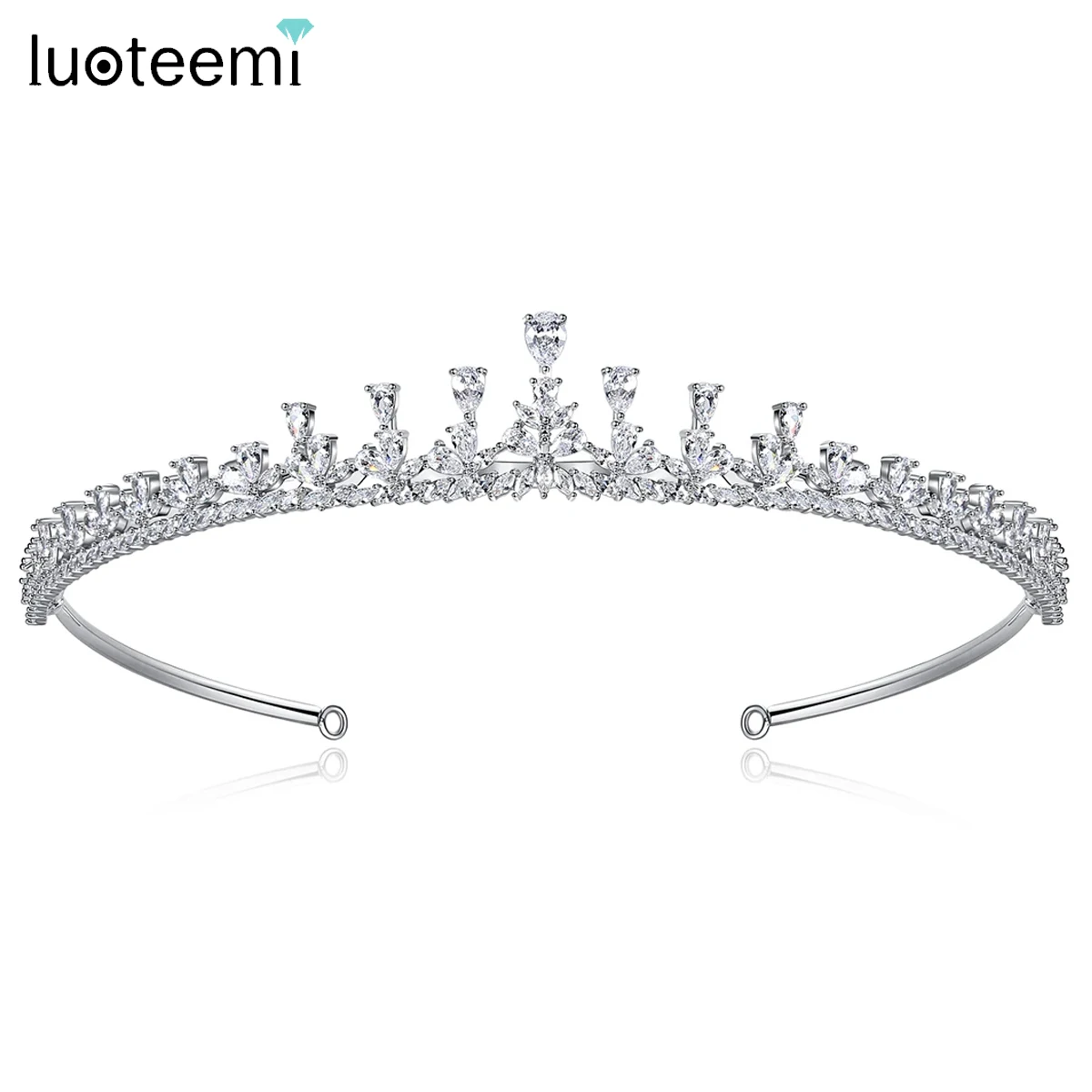 

LUOTEEMI CZ Tiara For Wedding Bride Luxury Tiny Zircon Paved Bridal Zircon Jewellery Crown Tiaras Luxury Party Accessories