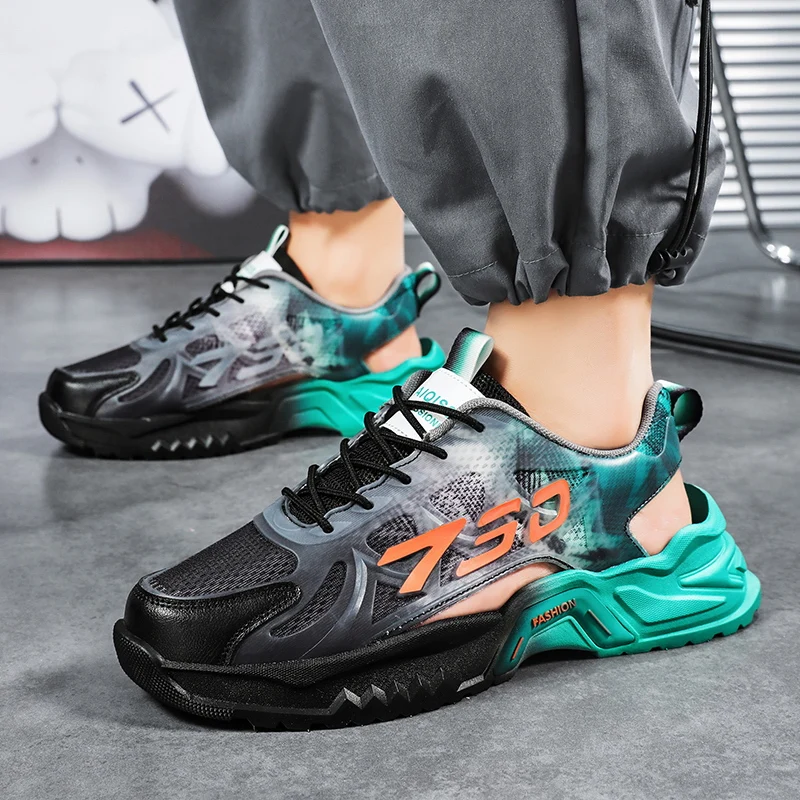 Мужские Нескользящие сандалии для вождения дышащие пляжные босоножки из