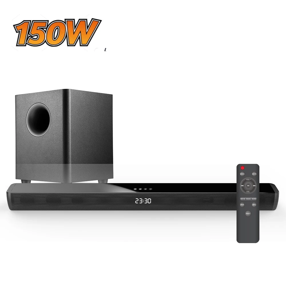 

150W Soundbar for TV 2.1 Wireless BT V5.0 sound bar Speakers Home Theater System with Subwoofer 3D Stereo Boombox Remote Control