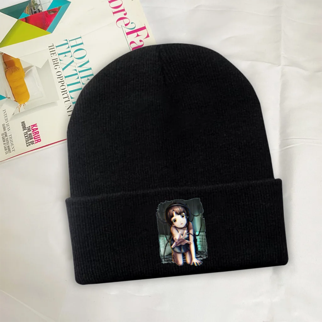 

Попросите о помощи, шапочки, шапочки, серийные эксперименты, Lain VAPORWAVE, аниме вязаный берет, шапки унисекс, хип-хоп, эластичные шапки без козыр...