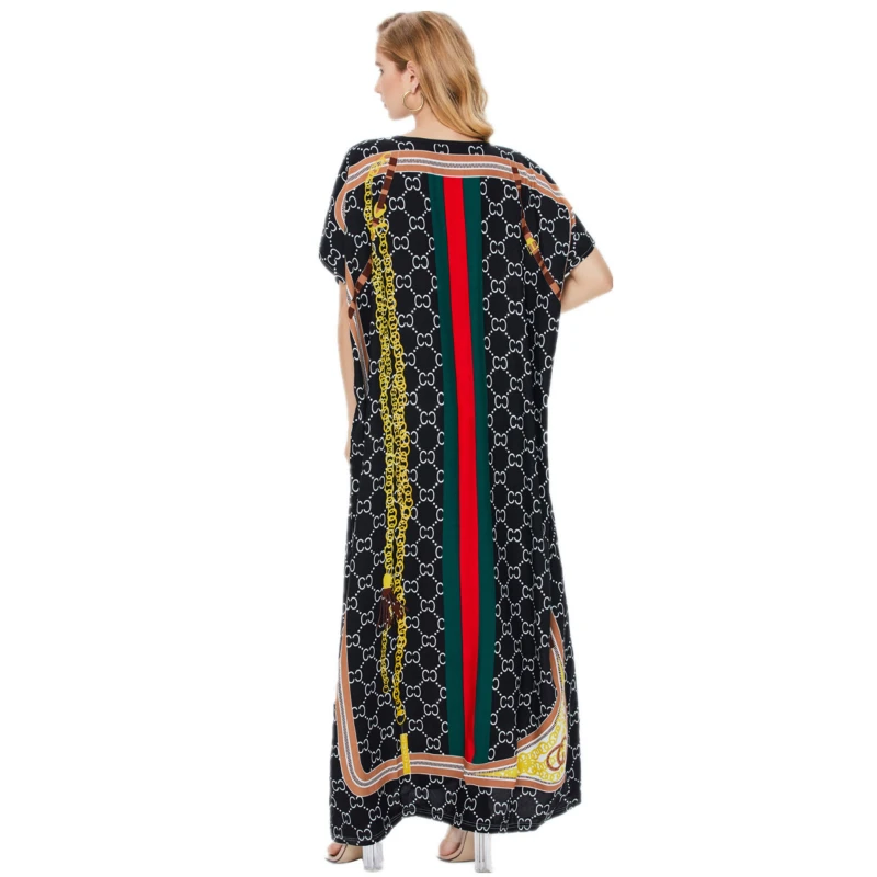 2022 New Arrival African Embroidered Flower Dress Women Middle East Muslim Dress Long Robe Black Ladies Dress Moroccan Kaftan