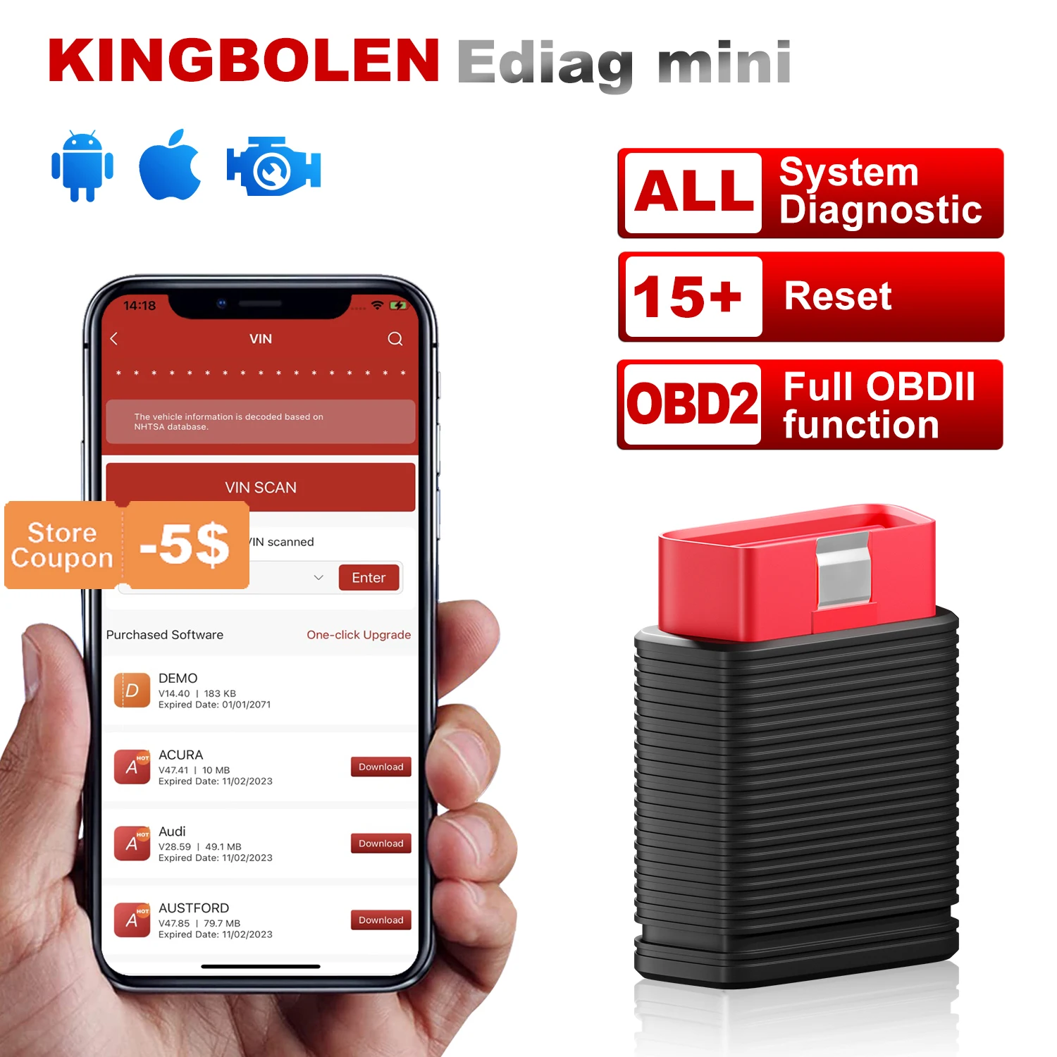 KINGBOLEN EDIAG MINI ALL Системы Автомобильная диагностика Инструменты 15 Сбросить полный