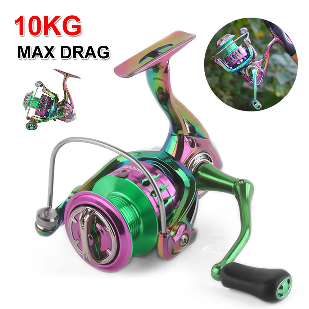 

Spinning Reels 10KG Max Drag Fishing Reel 5.2:1 Ratio Lightweight Metal Spool Spinning Coil for Carp Freshwater Fishing Tackle