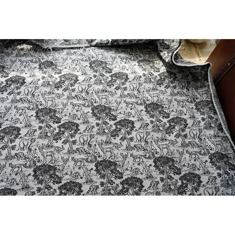 45 см x 135 окрашенная в пряжу с животным узором жаккардовая ткань лесной стиль