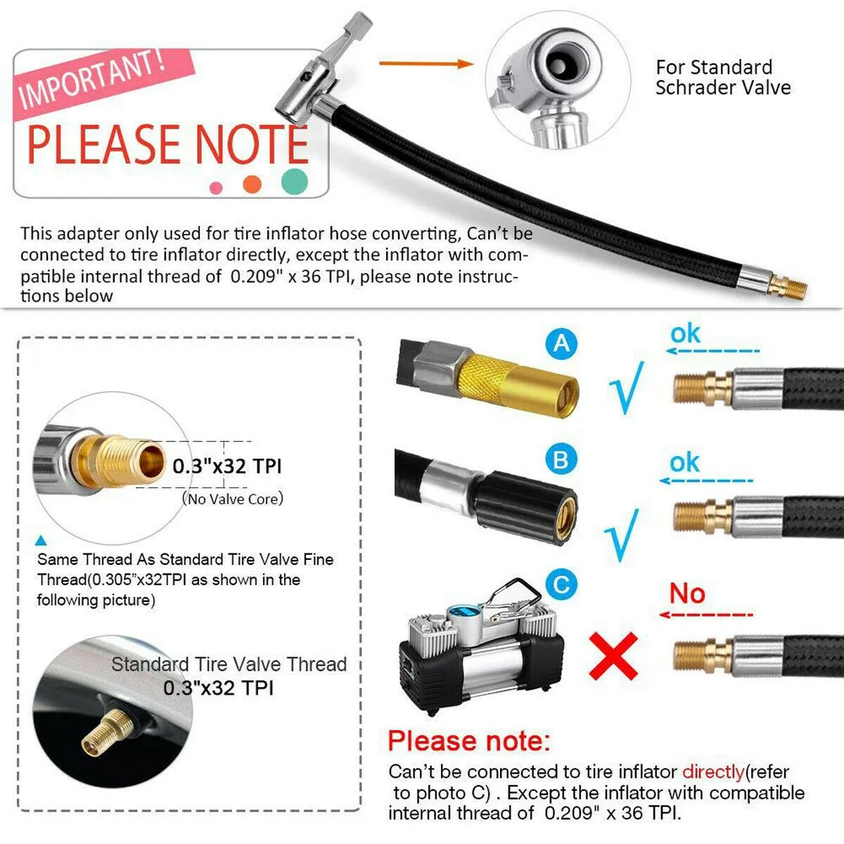 

Tool Inflator Extension Tube 10cm Tyre Adapter Chuck Converter For Bike Motor Car Hose None Leaking Nozzle Pipe