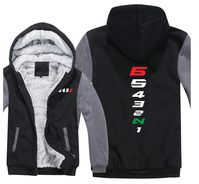 

New International gear of motorcycle Men's Winter Hoodies Thickened Warm Casual Coat Zipper Solid Color Fleece Long Sleeve Jack