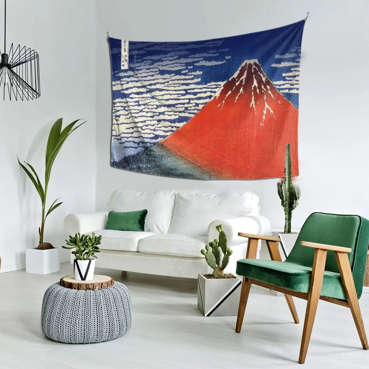 Katsushika Hokusai Fine Wind Clear Morning Mountain Volcano Red Fuji Nishiki-e 1832 Горы в прозрачной погоде (Гобелен Fu