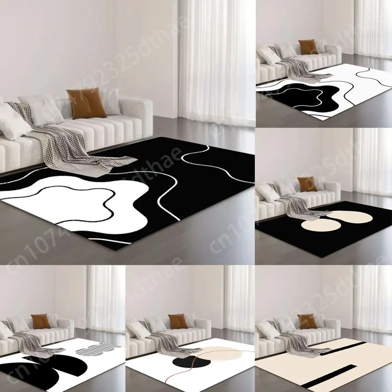

Black White Lines Carpet Home Floor Decor Doormat Living Room Decoration Rugs for Bedroom Hallway Entrance Area Large Carpets