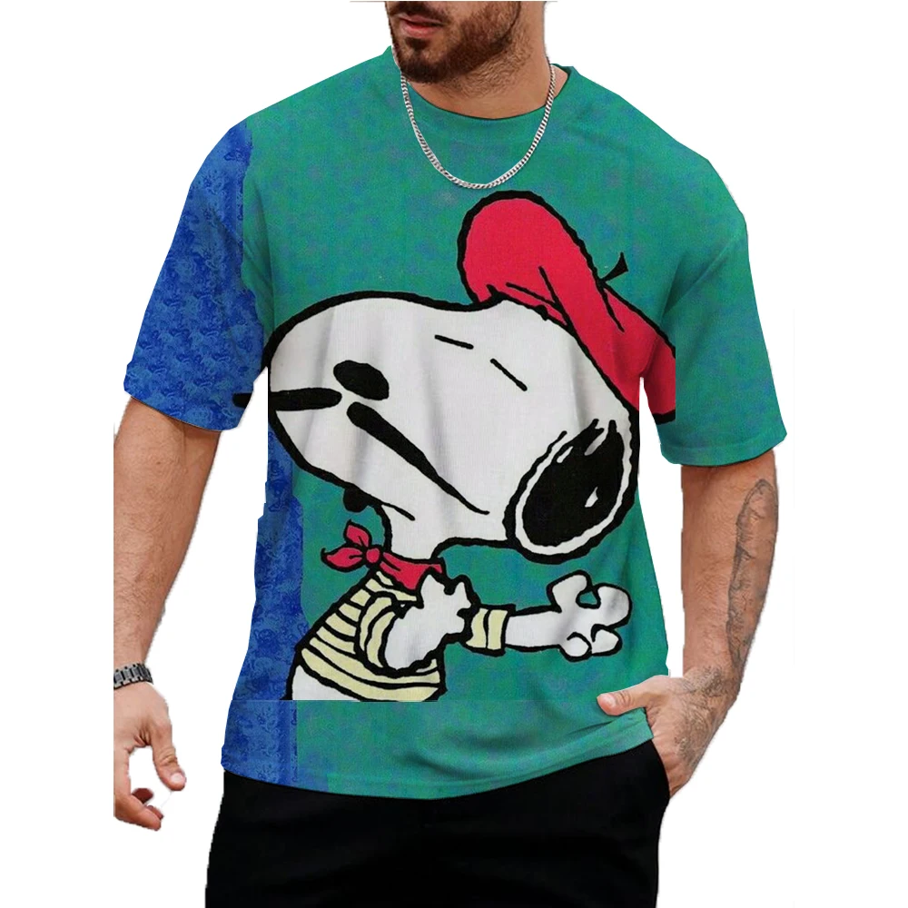 Футболка мужская повседневная с принтом Снупи уличный топ свободного покроя