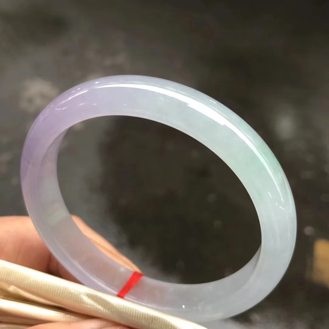 

Natural 100% real Myanmar jadeite bangle flat bar jadeite bangle purple jadeite for woman temperament gift bracelets 57.5mm 364