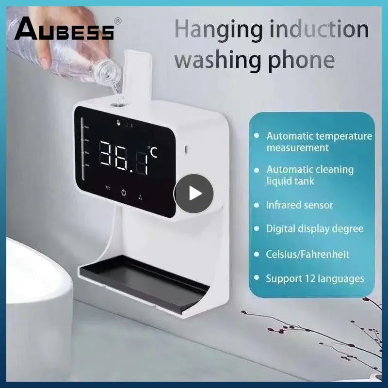 

LED Display Automatic Induction Free Hand Sanitizer Household Infrared Sensor Thermometer For Homes Mall WC Soap Dispenzer